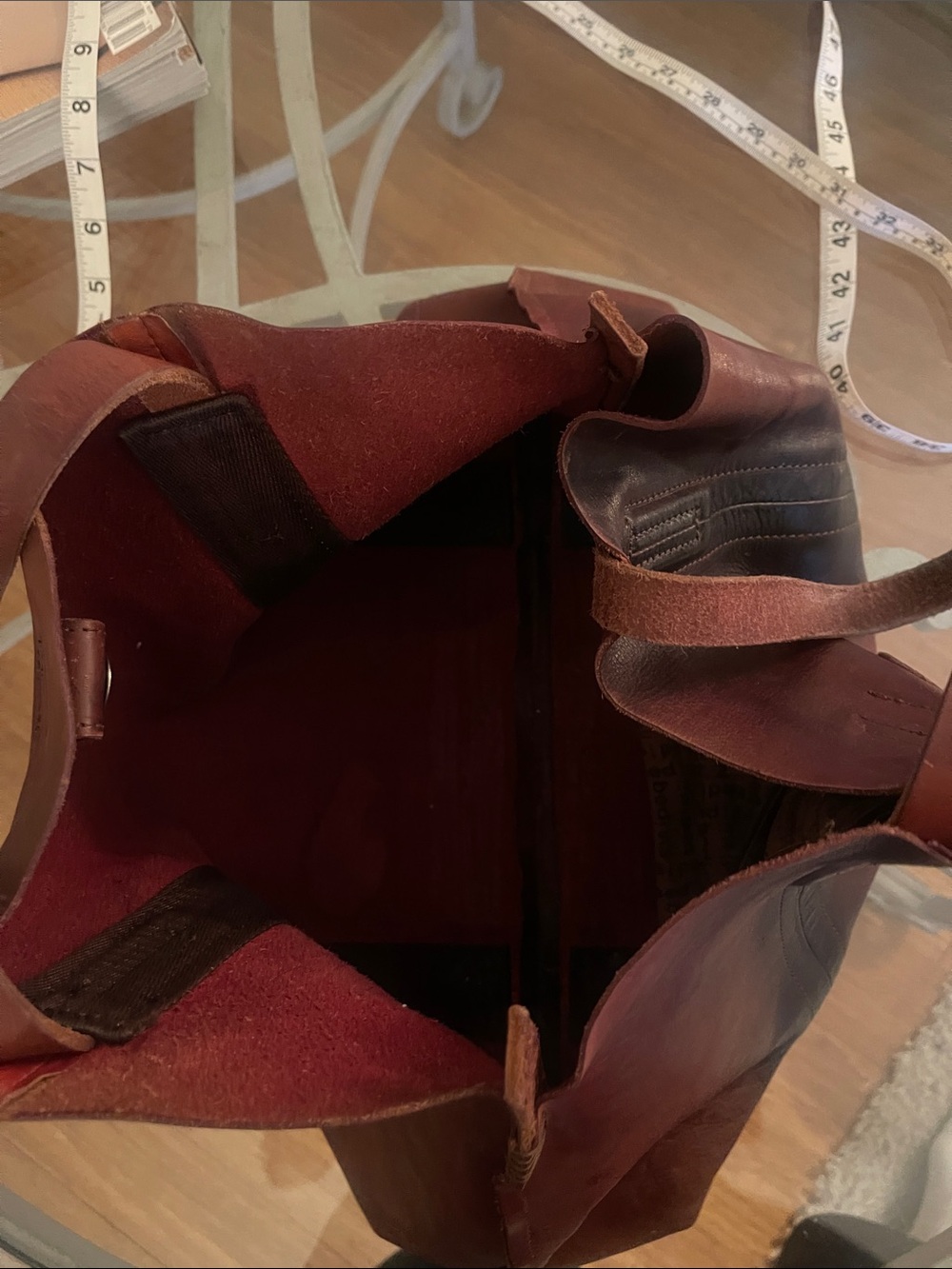 Bed Stu Leather Shoulder Tote in Burgundy and Dark Brown - Picture 9 of 9
